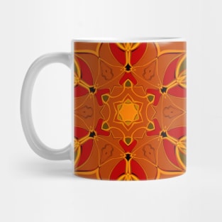 Cartoon Mandala Flower Orange and Red Mug